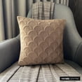 thumbnail image 4 of The HomeCentric Decorative Throw Pillow covers Beige 16"x16" (40x40 cm) Velvet Textured, Zari Gold Thread Embroidery Pillowcases For Sofa Chouch, Hotels, living, Bed Room, Geometric - Enchanted Beige, 4 of 9