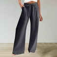 thumbnail image 2 of UYISJ Womens Wide Leg Pants High Waisted Drawstring Flowy Palazzo Trousers Work Casual Lounge Beach Pants with Pockets Gray M, 2 of 5