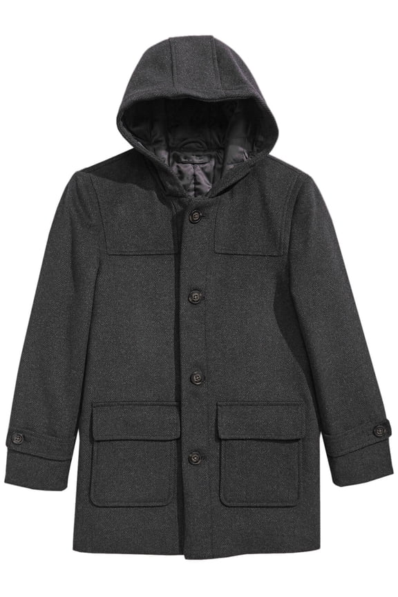 Big Boys Classic Wool Hooded Coat 10R Charcoal - NWT $250