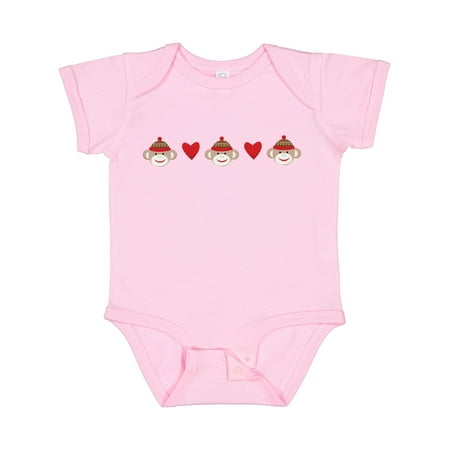 

Inktastic Sock Monkey Heart Border Gift Baby Boy or Baby Girl Bodysuit