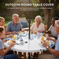 thumbnail image 3 of Round Outdoor Tablecloth with Umbrella Hole and Zipper, Blue Leaves Tablecloth with Elastic Waterproof, Summer Botanical Patio Table Covers for 36" - 44" Picnic Pool Tables, 3 of 9