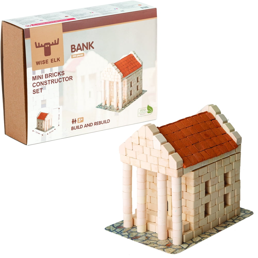 Mini bricks construction set Bank 500 pcs. Glue included. White