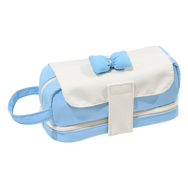 Xihbxyly Estuche de Lápices con Diseño de Pajarita, Diseño de Doble Capa, Bloques de Color Modernos, Gran Capacidad para 65 Bolígrafos, Fácil Acceso, Material Duradero, Material Escolar, Estudiantes