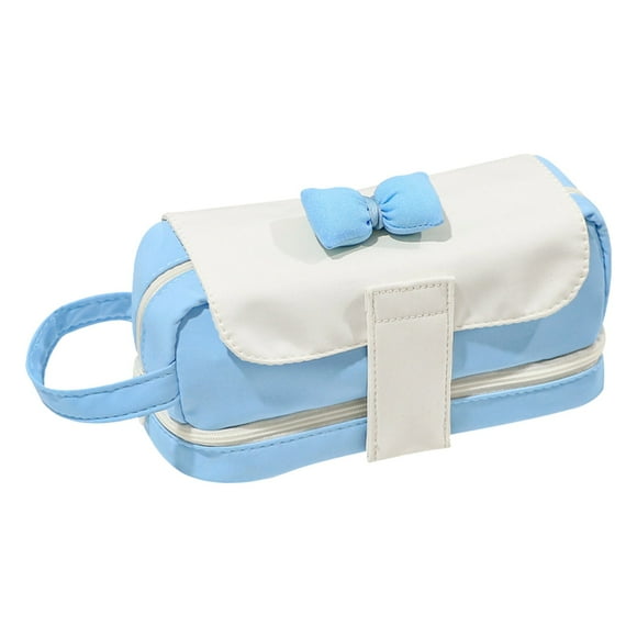 Xihbxyly Estuche de Lápices con Diseño de Pajarita, Diseño de Doble Capa, Bloques de Color Modernos, Gran Capacidad para 65 Bolígrafos, Fácil Acceso, Material Duradero, Material Escolar, Estudiantes