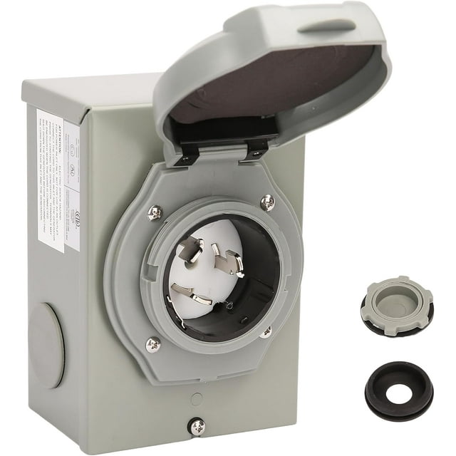 PTR0106 Weatherproof 50 Amp NEMA 3R Generator Power Inlet Box, NEWA SS2-50P, 125/250 Volt, 12500 Watts for Outdoor Use, ETL Listed