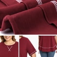 thumbnail image 5 of DARING DIVA Women's Plus Crew Neck Short Sleeve Loose Knit Blouse Tops 1X Burgundy, 5 of 6
