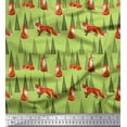 thumbnail image 1 of Soimoi Green Heavy Satin Fabric Artistic Tree & Wolf Animal Decor Fabric Printed Yard 54 Inch Wide, 1 of 5
