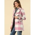 thumbnail image 4 of INSPIRE CHIC Women's Notched Lapel Double Breasted Plaids Overcoat, 4 of 6