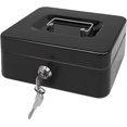thumbnail image 1 of Caja de efectivo acero bloqueo llave caja efectivo bandeja compartimentos caja almacenamiento efectivo oficina hogar, 1 of 5