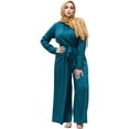 thumbnail image 1 of Verona Womens Wide Leg Jumpsuit, Green, XXX-Large, 1 of 1