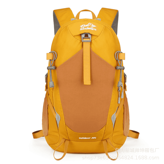 25 Liter Hiking Backpack, Lightweight Nylon Backpack, Water-Resistant Daypack for Outdoor Climbing Trekking Travel, Yellow, 10.6 x 16.1 x 5.9 in（27 x 41 x 15 cm）