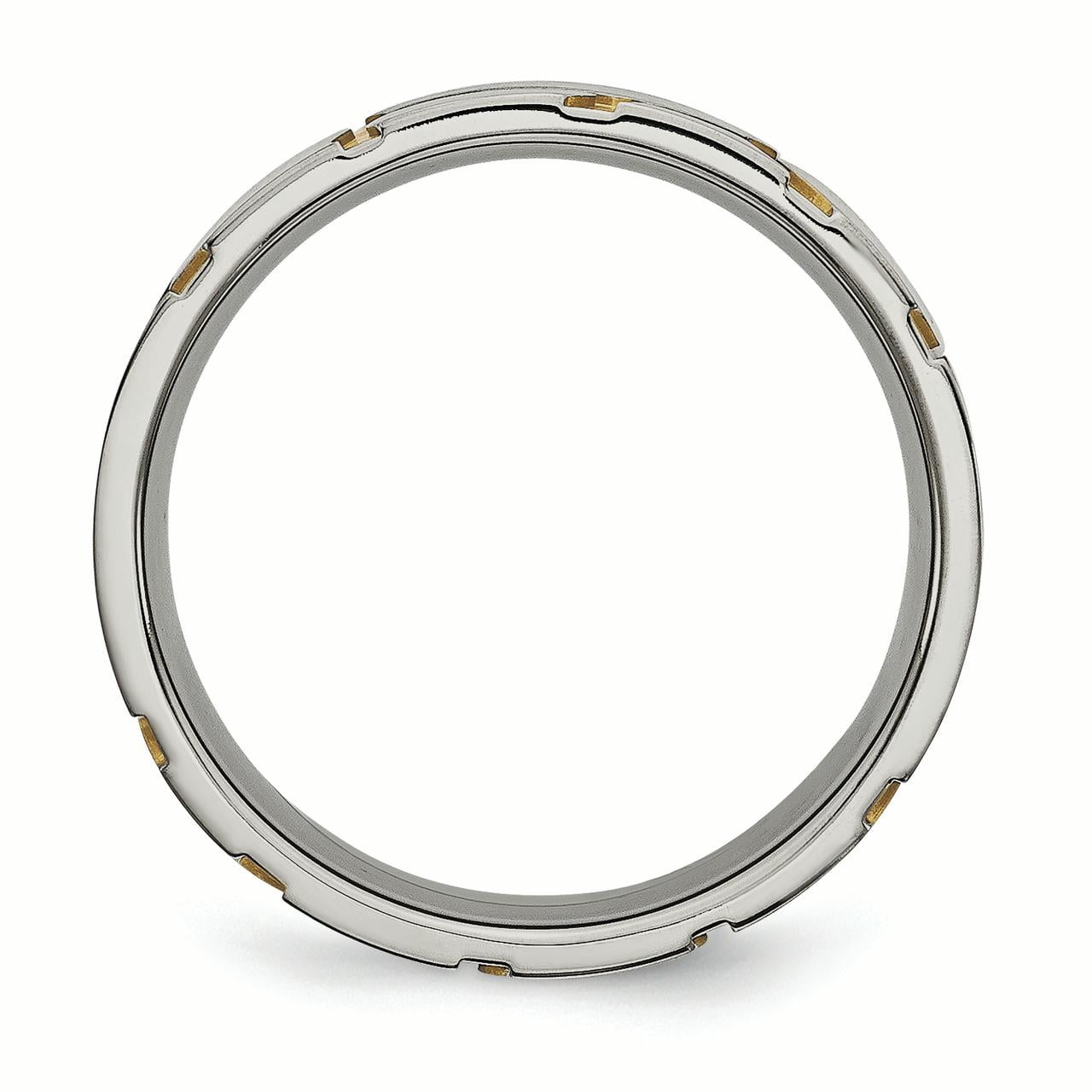 Titanium Grooved Yellow IP-plated Ladies 6mm Brushed Band