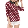 thumbnail image 2 of Unique Bargains Women's Blouses 3/4 Sleeves Solid Office Work Tops M Red, 2 of 7