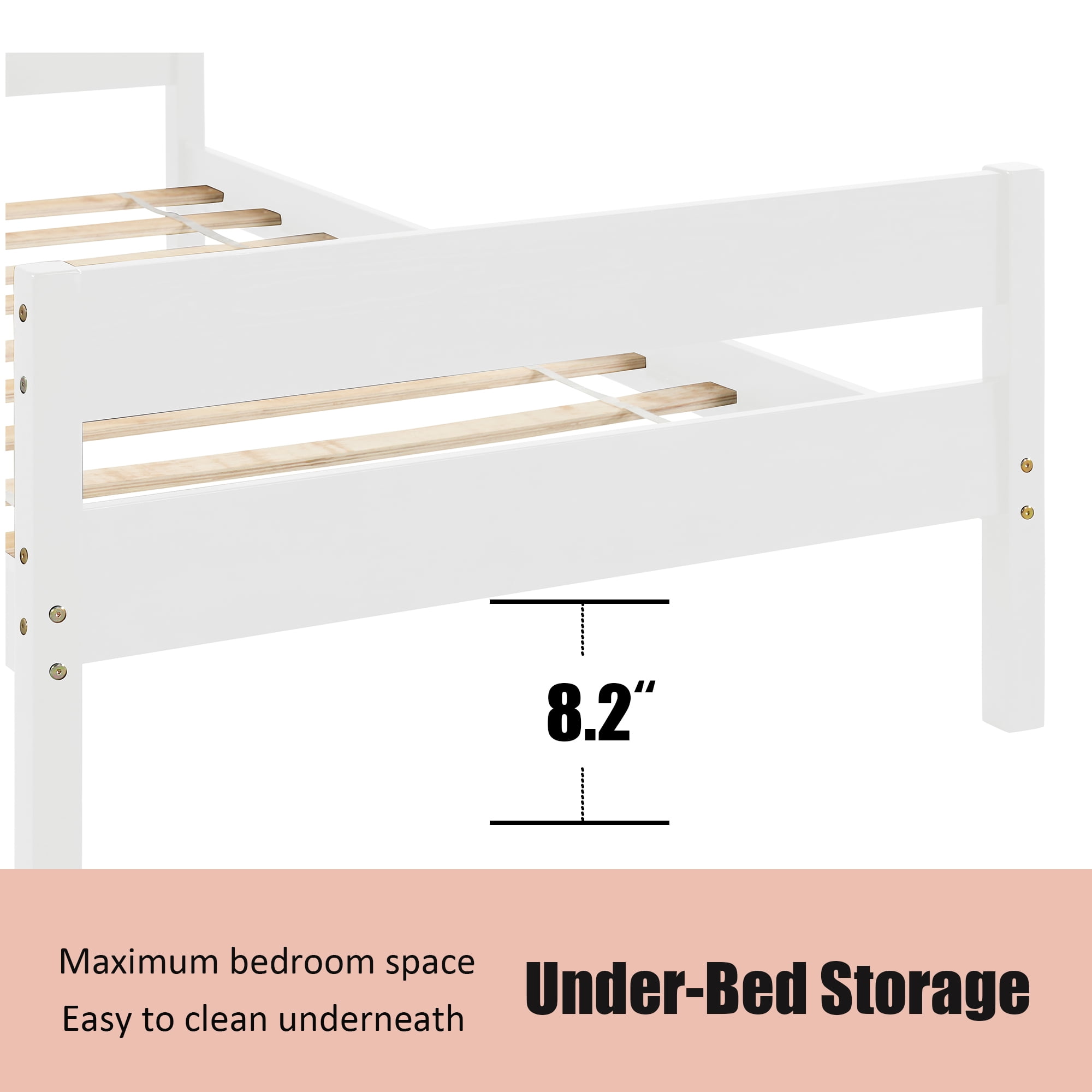 Bellemave Twin Bed Frames,Wood Platform Bed with Headboard and Footboard, Twin Size Sleigh Bed with Wood Slat Support, No Box Spring Needed (White)