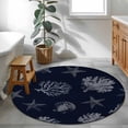 thumbnail image 4 of Round Rugs 4 Ft, Coral Coastal Non Slip Area Rugs for Kitchen Bedroom Entryway, Watercolor Beach Nautical Shells Starfish Washable Carpet Runner Rug Floor Mats for Bedroom Home Decor, 4 of 9