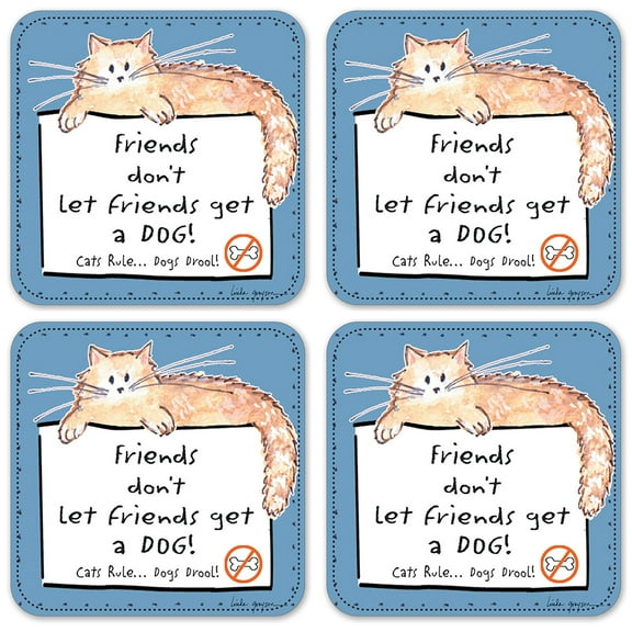 Vinyl Drink Coasters - Set of 4 - Cat: Friends