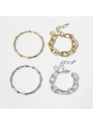 5Pack)Gold Bracelets Set for Women Girls Boho Chain Multiple