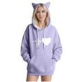 thumbnail image 2 of Miluxas Womens Sweatshirts Long Sleeve Cute Ears Hooded Pullover Warm Loose Fit with Pocket Fall and Winter Casual Tops Purple M(M), 2 of 4