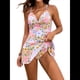 thumbnail image 3 of Traje de Baño de una Pieza con Falda Cruzada para Mujer, con Control de Abdomen, Falda. Azul XXL, 3 of 9