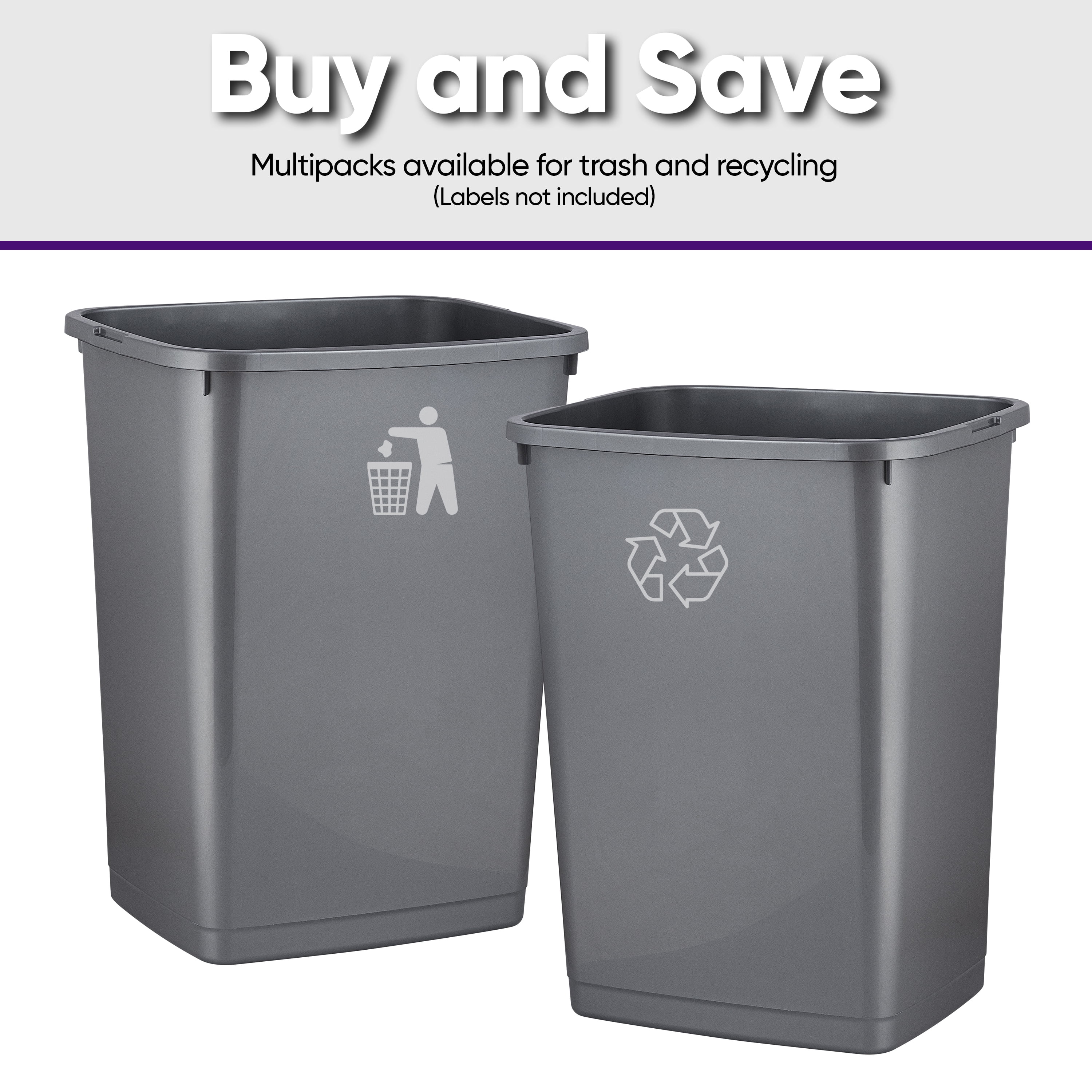 Superio Large Kitchen Trash Can 13 Gallon, 52 Qt Waste Bin for