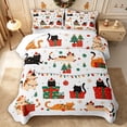 thumbnail image 2 of Erosebridal Christmas Cats Twin Quilt Set 2 Pieces,Merry Holiday Twin Coverlet Set,Multi,1 Bedspread and 1 Pillowcase, 2 of 7