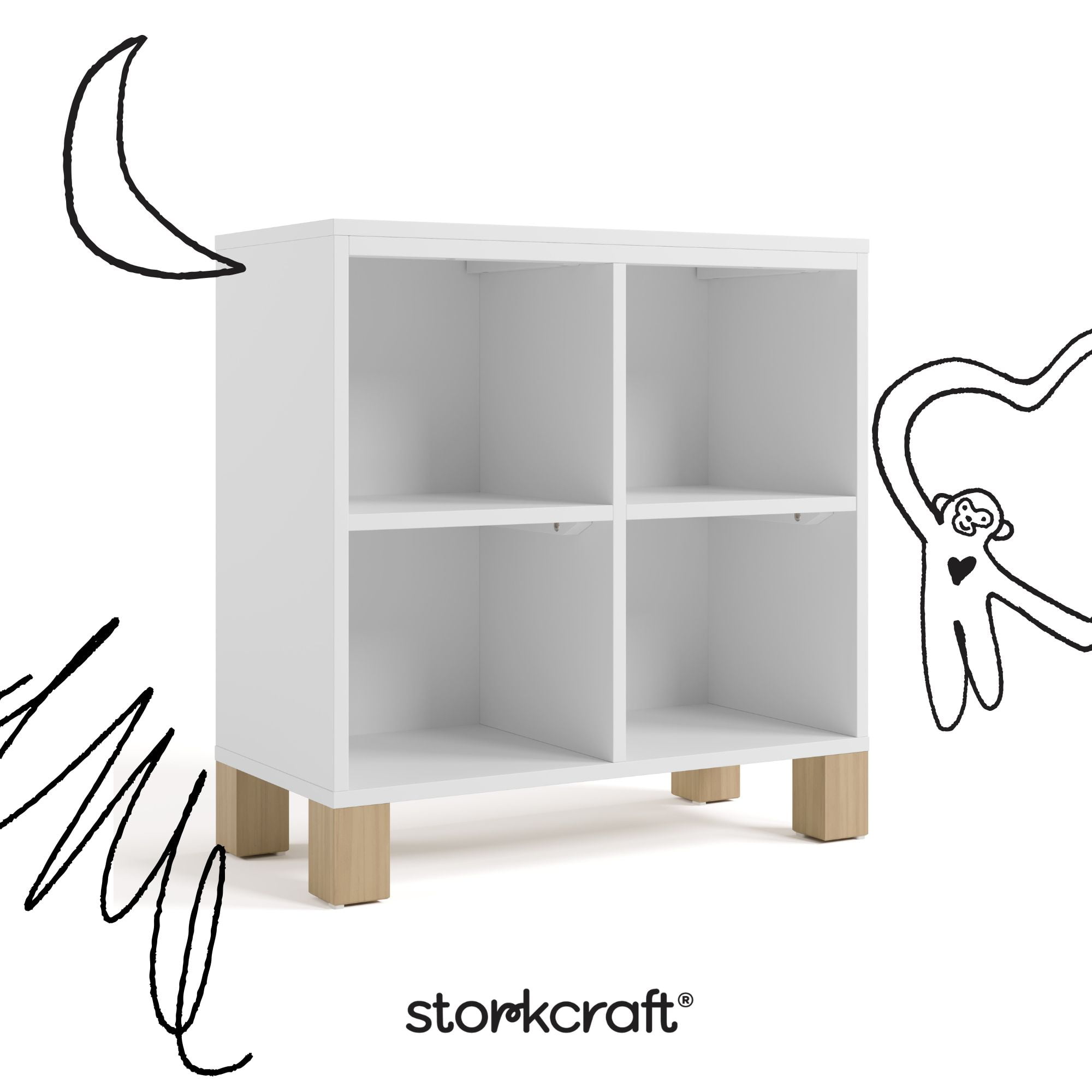 Storkcraft California Cube Organizer Children's Bookcase, White with Driftwood