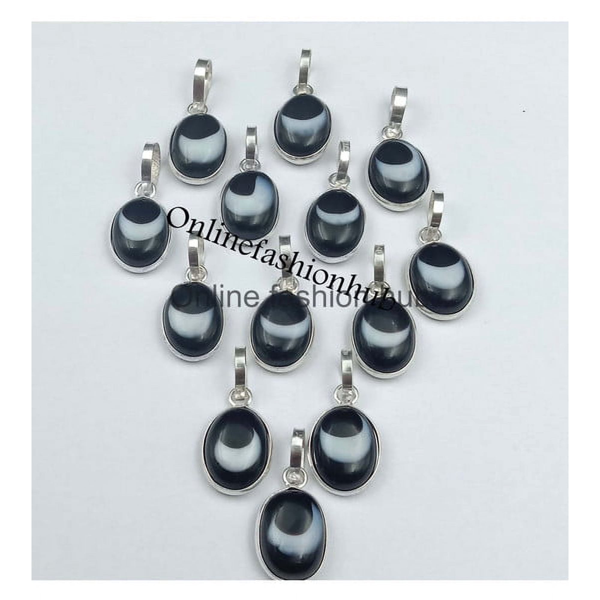Evil Eye Gemstone 925 Sterling Silver Plated Handmade Pendant 5 pcs