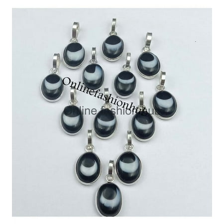 Evil Eye Gemstone 925 Sterling Silver Plated Handmade Pendant 10 pcs