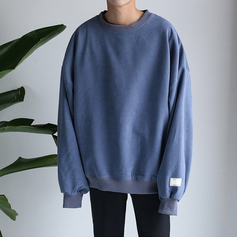 Men's Long Sleeve O Neck Sweatshirt Casual Oversize Pullover Top 