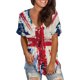 thumbnail image 2 of Camisetas con estampado de cuello redondo para mujer Camiseta de manga corta Blusa Tops sueltos Fridja bn7532, 2 of 5