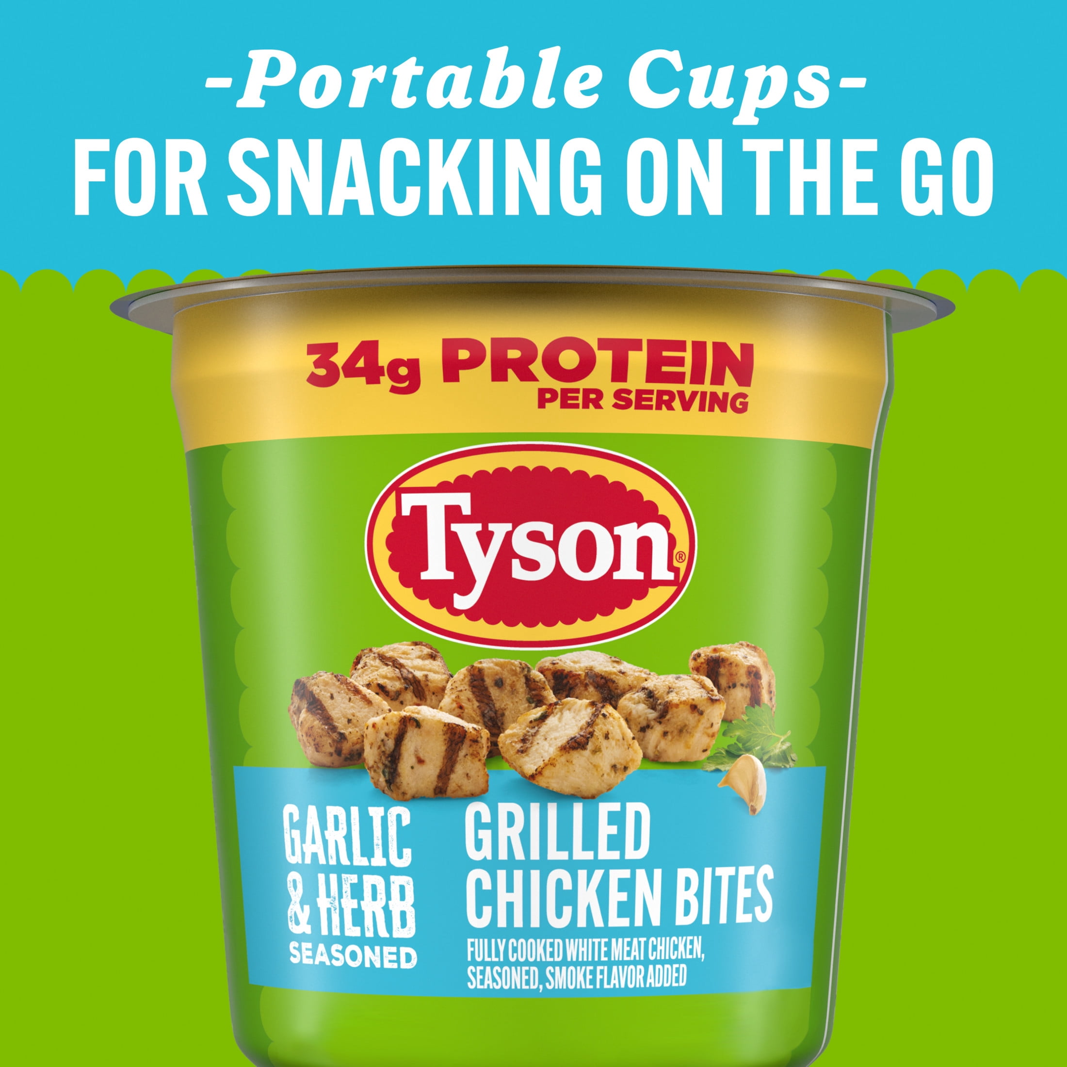 Tyson Garlic & Herb Seasoned Chicken Bites Cup, 5.2 oz (Frozen, Fully Cooked)