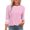 Pink, variant on Uaswgudfs Tees for Women Trendy 3/4 Sleeve Tops Summer High Saturation Striped Shirts Solid Color Dressy Casual Tunic Tops
