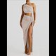 thumbnail image 4 of Conjuntos de Vestidos de Noche Asimétricos con Abertura Alta para Playa y Verano para Mujer Gris M, 4 of 7