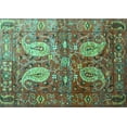 thumbnail image 1 of Ahgly Company Machine Washable Indoor Rectangle Persian Turquoise Blue Traditional Area Rugs, 2' x 4', 1 of 4