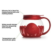 Ecolution Original Microwave Micro-Pop Popcorn Popper Borosilicate Glass, Dishwasher Safe, BPA Free, 3 Qt - Family Size, Red