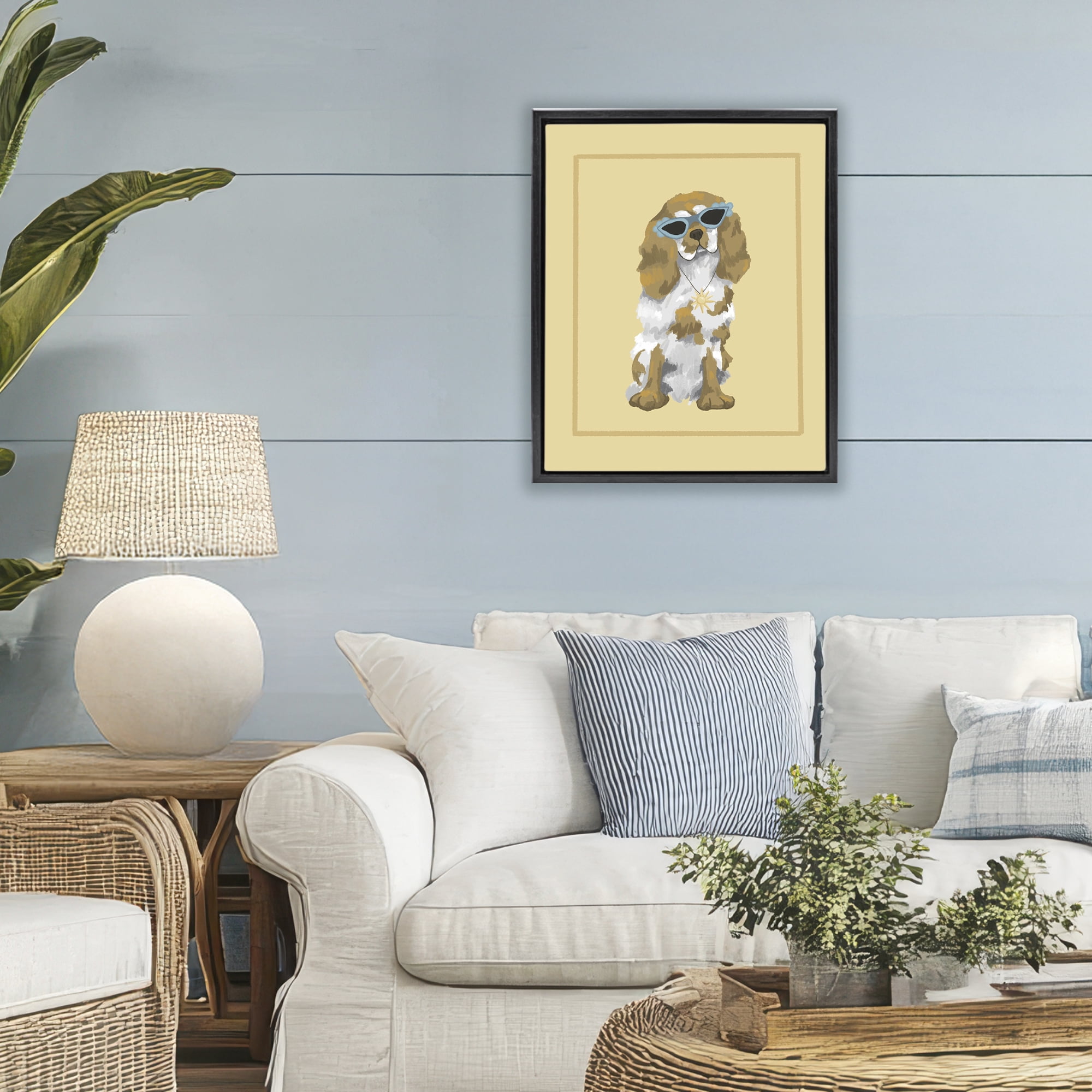 Stupell Industries Coolest Dog & Sunglasses Black Framed Floater Canvas Wall Art, design by Sadie Harper