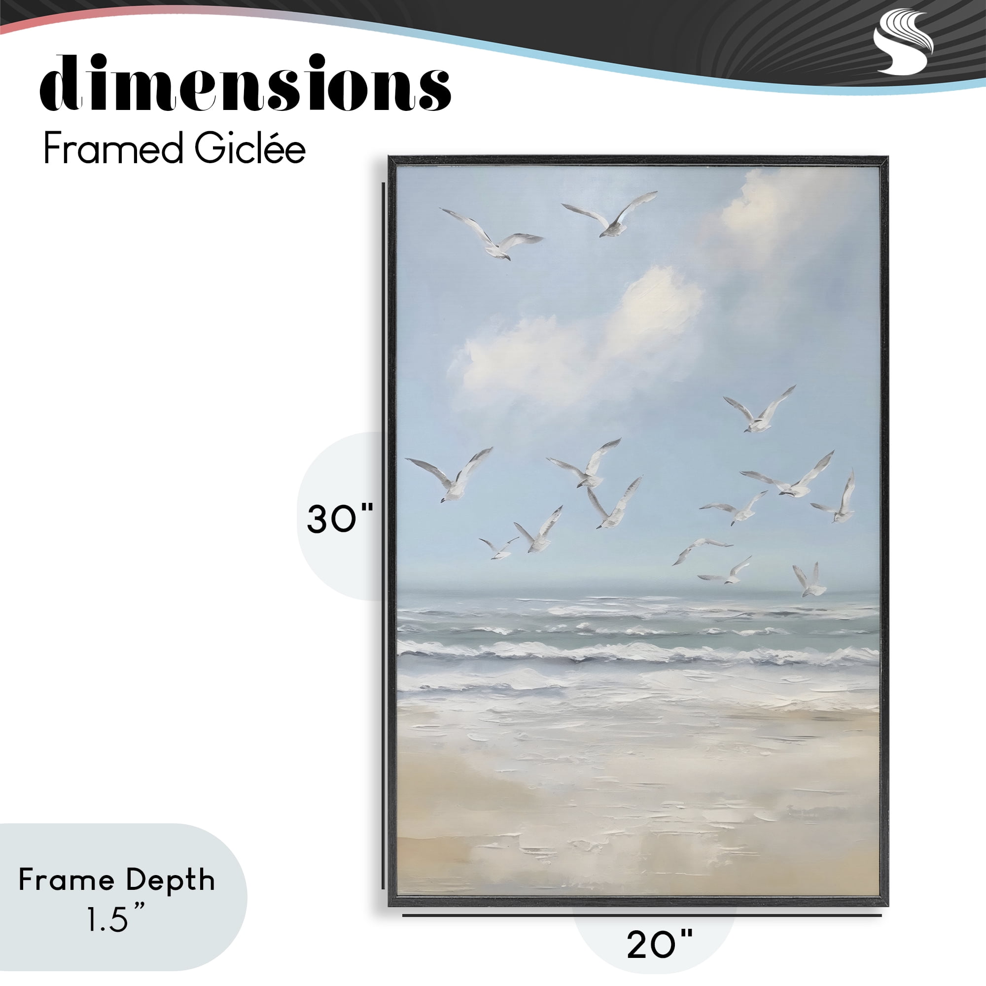 Stupell Industries Ocean Flight Seagulls Black Framed Giclee Art, design by Creative Studio