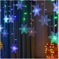 thumbnail image 3 of 11.5ft 96 LED Snowflake Curtain String Lights, 8 Modes Flashing Lights Window Hanging Lights, Waterproof Xmas Fairy Light Outdoor Party Home Decor (White), 3 of 9
