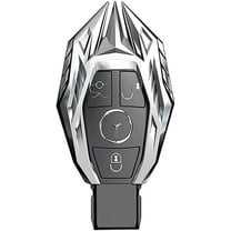 for Mercedes Benz Key Fob Cover, Special Metal Key Case Cover Protector Compatible with Mercedes Benz C E G S M GL CLS CLK G Class Keyless Smart Key Fob Case (Silver)