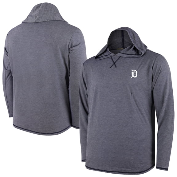 Men's Navy Detroit Tigers Butter Stripe Tri-Blend Long Sleeve Hoodie T-Shirt