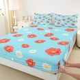 thumbnail image 3 of Homewish Lovely Daisy Flower Full Size Sheets,Cartoon Floral Bed Sheets,Red Blue Sheet Sets For Girl,Microfiber Bedroom Decor,4pcs, 3 of 7