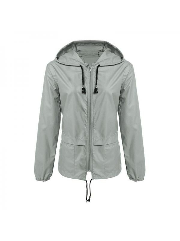 Topumt Women Ladies Raincoat Wind Coat Waterproof Jacket Hooded Rain Clothes Outwear, Women's, Size: Small, Gray