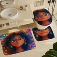 thumbnail image 6 of Shower Curtain Sets 4 Piece Dark-skinned Young Girl with Glasses with Non-Slip Rugs Toilet Lid Cover And Bath Mat Sweet African American Girl 12 Plastic Hooks for Bathroom Decor Set 72inch X 72inch, 6 of 8