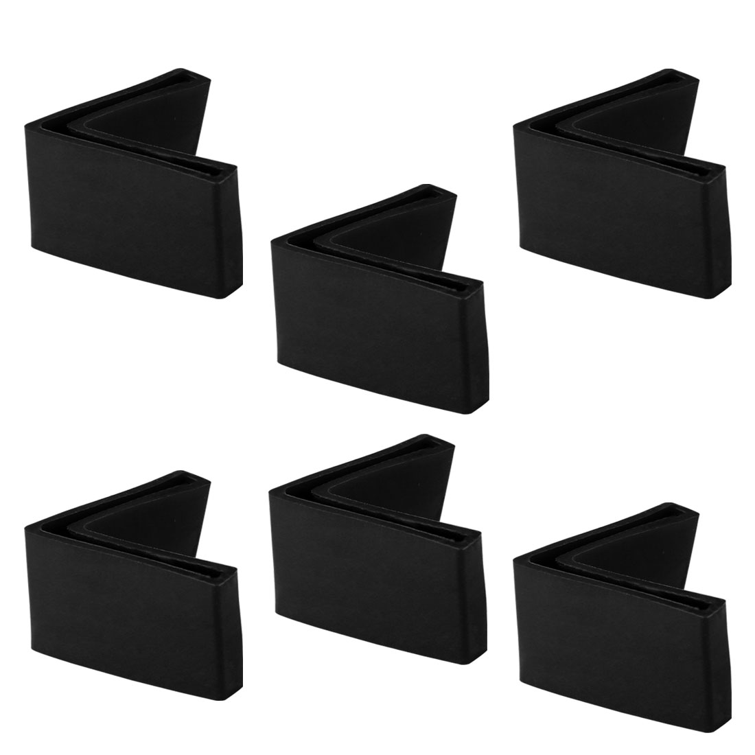 6 Pcs Black Soft PVC Angle Iron Foot L Shaped Edge Leg Cover 63mm x