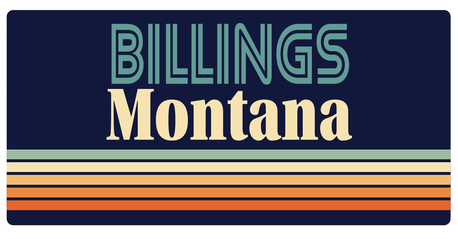 Billings Montana 5 x 2.5Inch Vinyl Decal Sticker Retro Design