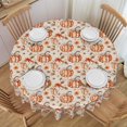 thumbnail image 1 of Round Tablecloth Pumpkin Flower Thanksgiving 60 Inch Table Cover for Dining Polyester Cloth with Scalloped Edges Stain Resistance Kitchen Picnic Party Restaurant Decoration, 1 of 1
