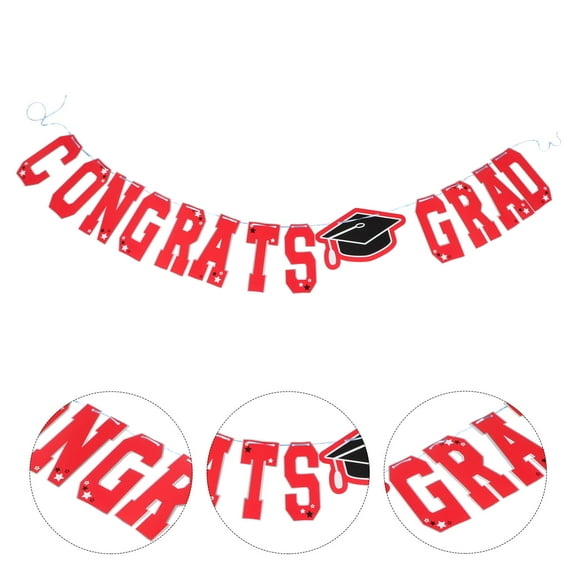 WHAMVOX Graduation Party Supplies Red Paper Rectangle Banner for Students 1Pcs 9x5.5in