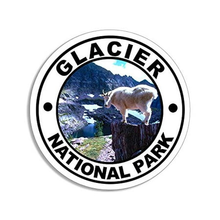 Bc Sticker - Round GLACIER National Park MOUNTAIN GOAT Sticker (hike Montana canada bc)