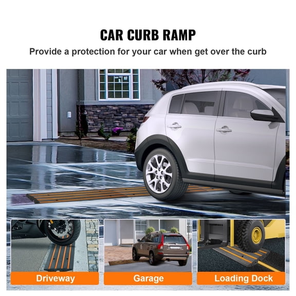 Curb Ramp, 2.6" Rise Rubber Driveway Ramps, Heavy Duty 33069 lbs Weight Capacity Threshold Ramp, Curbside Bridge Ramps for Loading Dock Garage Sidewalk, Expandable Full Ramp Set