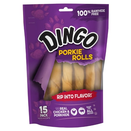 Dingo Porkie Rolls, 100% Rawhide Free Dog Chews,